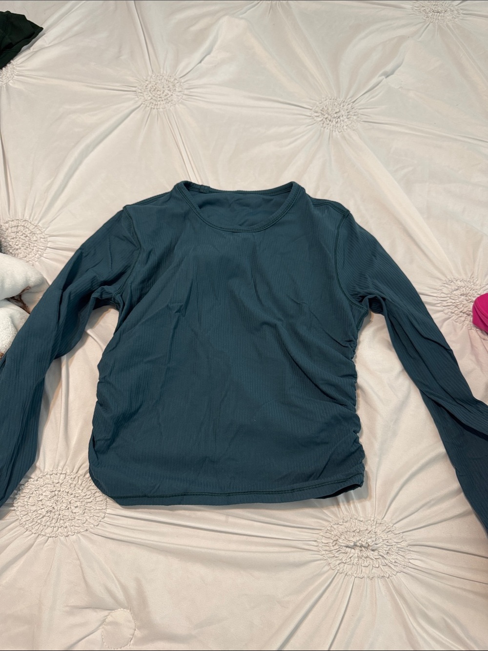 lululemon athletica Ribbed Long-Sleeve Scoop Neck Top in Teal